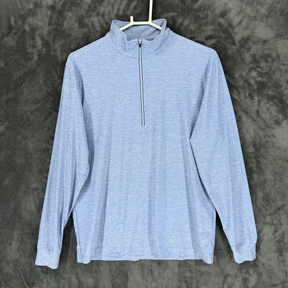 Straight‎ Down Mens Small Blue Heathered Quarter Zip Golf Pullover A04412